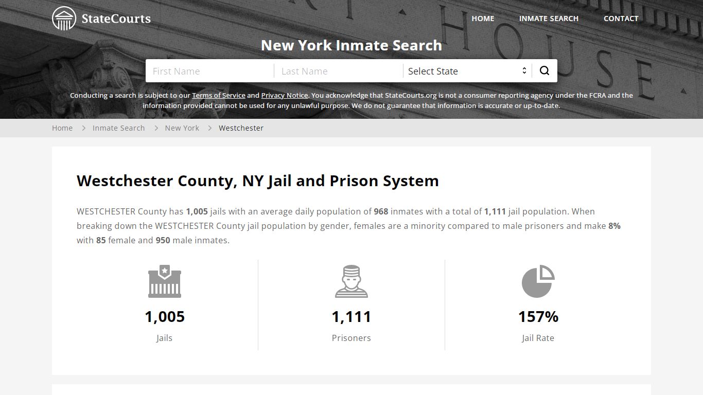 Westchester County, NY Inmate Search - StateCourts