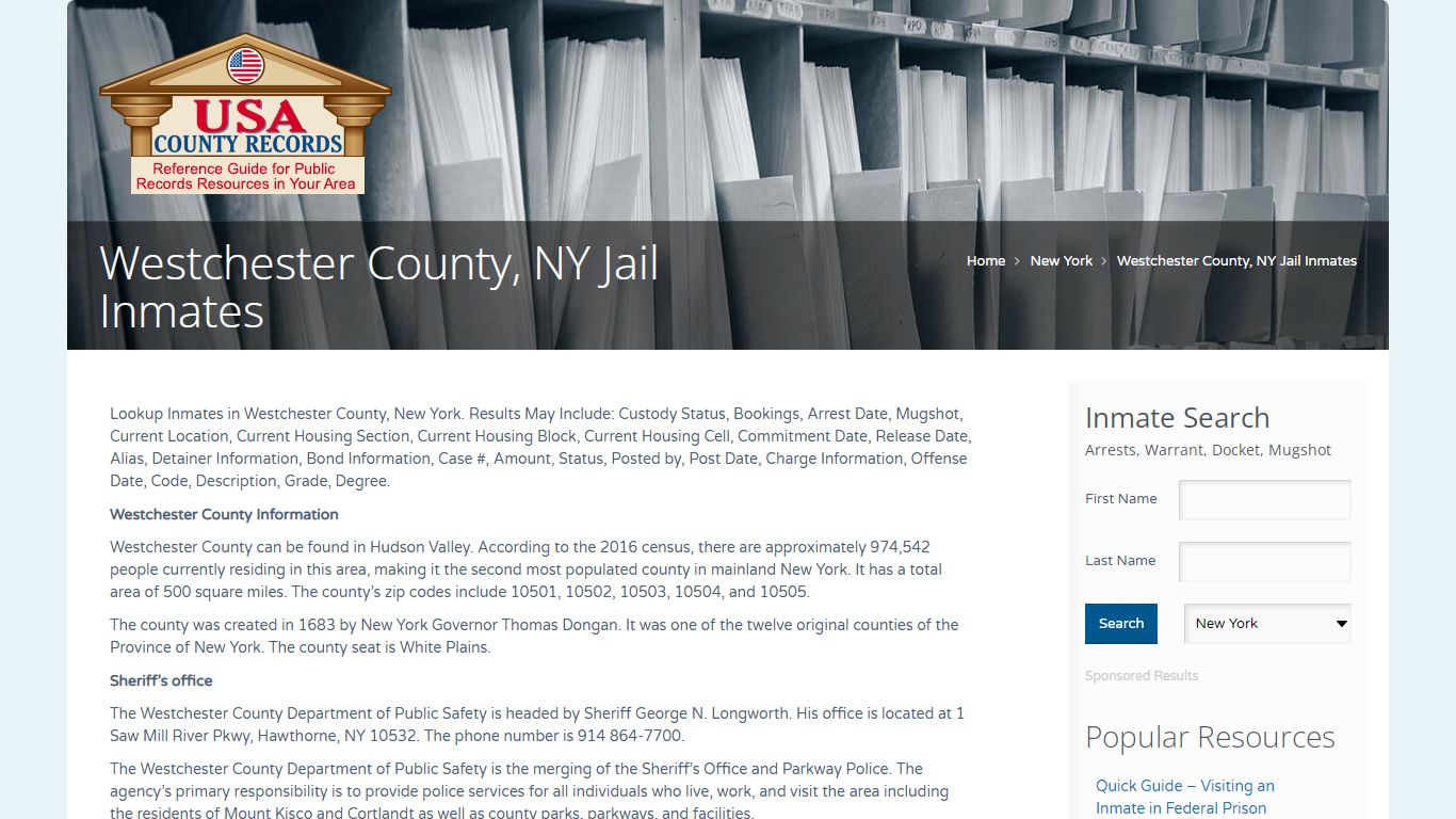 Westchester County, NY Jail Inmates | Name Search