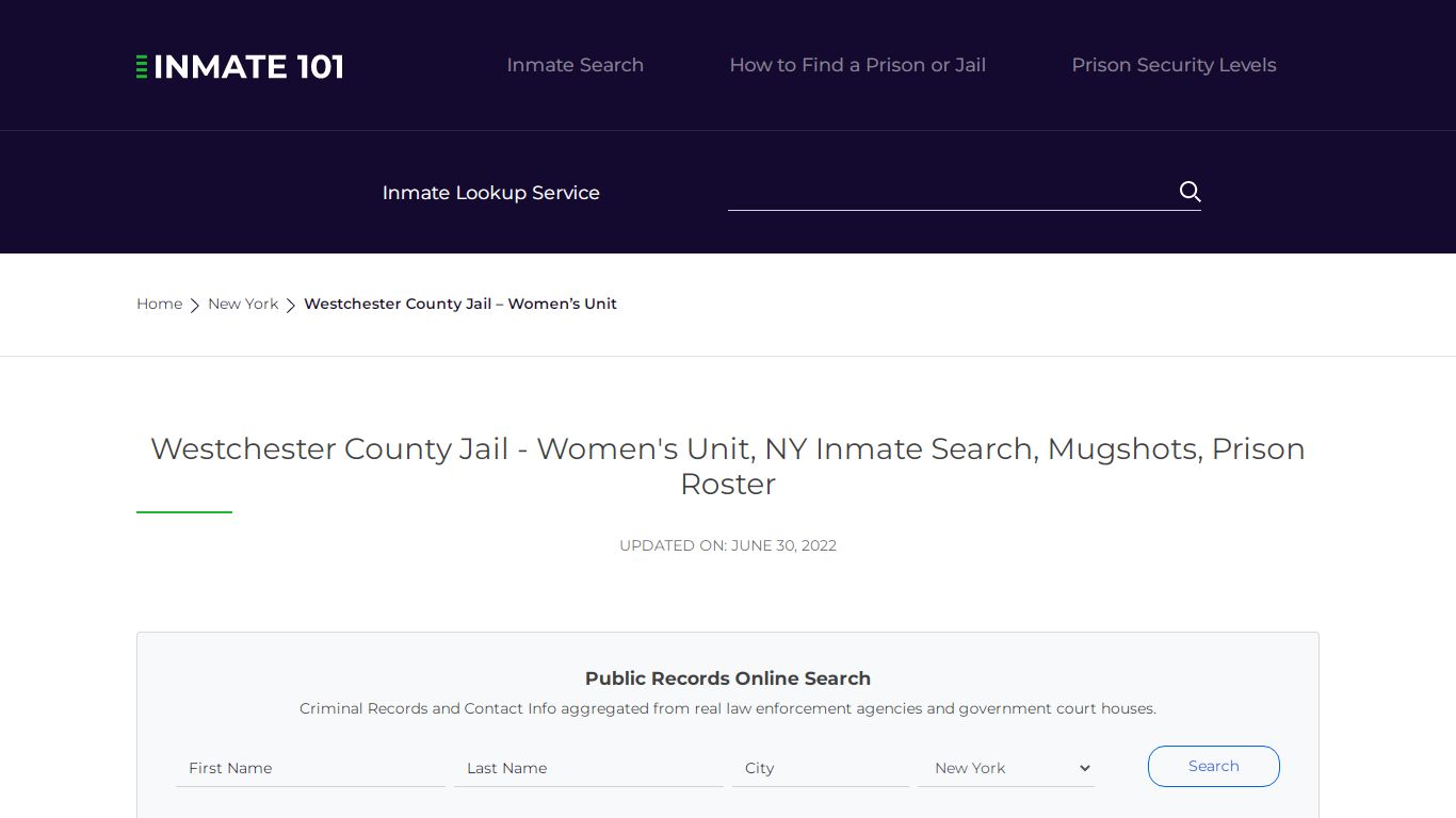 Westchester County Jail - Women's Unit, NY Inmate Search ...